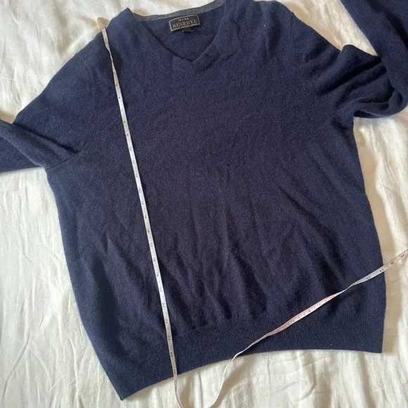 Jos. A. Bank Reserve 100% Cashmere V-Neck Sweater Navy XL